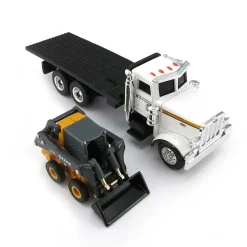1/64 John Deere Peterbilt Flatbed Truck with 320E Skid Steer