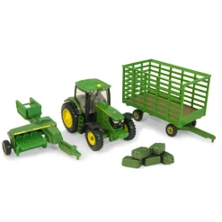 1/64 John Deere 6210R Haying Set with 338 Square Baler & Bale Wagon