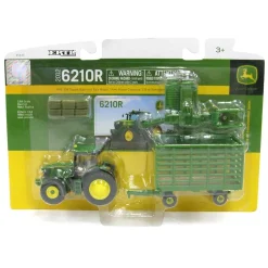 1/64 John Deere 6210R Haying Set with 338 Square Baler & Bale Wagon