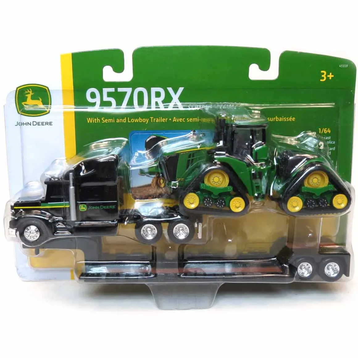 1/64 John Deere 9570RX Scraper Special with Semi and Lowboy Trailer