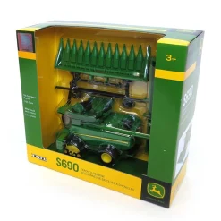 1/64 John Deere S690 Tracked Combine with Corn Head, Grain Head & Cart