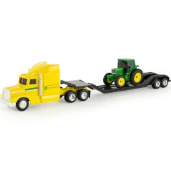 1/64 John Deere Yellow Semi, Lowboy & Tractor, Collect N Play Value Set