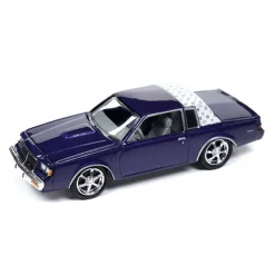 1/64 Johnny Lightning 1987 Buick Regal T-Type Custom, Metallic Purple with White Top, Mijo Exclusive