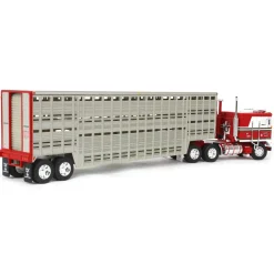 1/64 Kenworth K100 COE Flattop w/ 45ft Vintage Wilson Livestock Trailer, Koppes Truck Line, DCP by First Gear