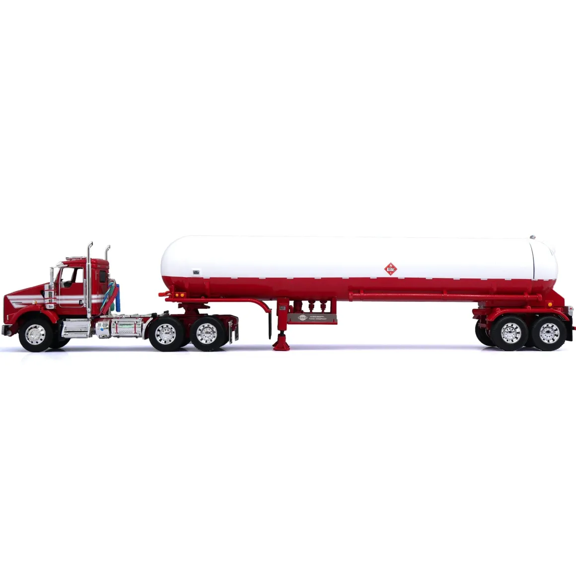 1/64 Kenworth T800 with Tandem Axle Propane Tanker, Red & White, DCP by First Gear