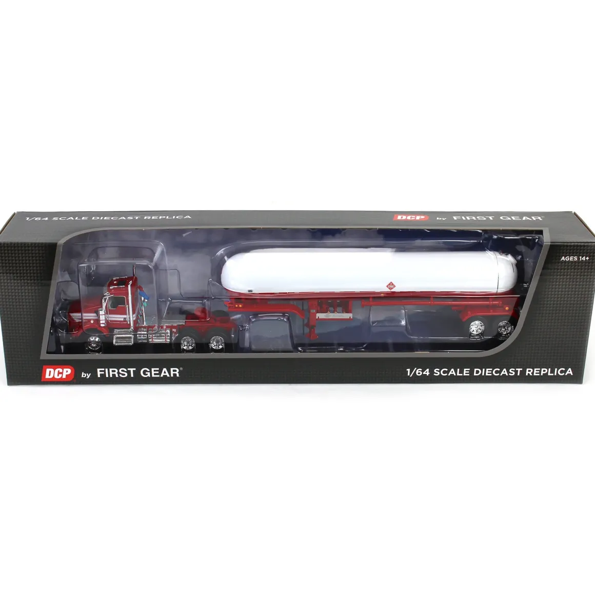 1/64 Kenworth T800 with Tandem Axle Propane Tanker, Red & White, DCP by First Gear