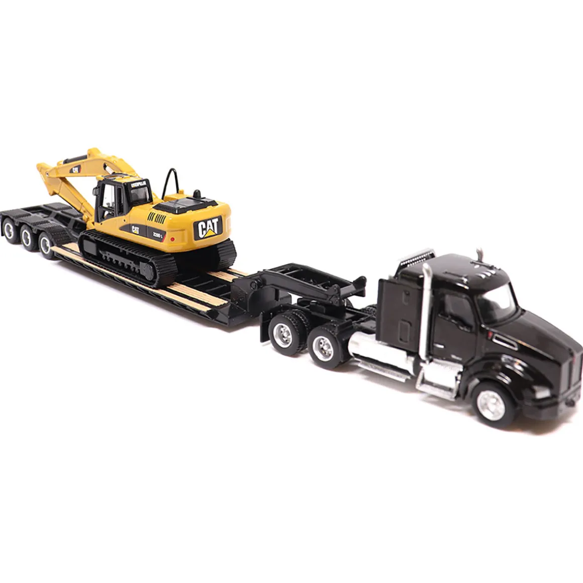 1/87 Kenworth T880s SBFS 40in Sleeper Tandem Tractor w/ Lowboy & Caterpillar 320D L Hydraulic Excavator