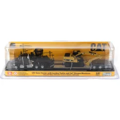 1/87 Kenworth T880s SBFS 40in Sleeper Tandem Tractor w/ Lowboy & Caterpillar 320D L Hydraulic Excavator