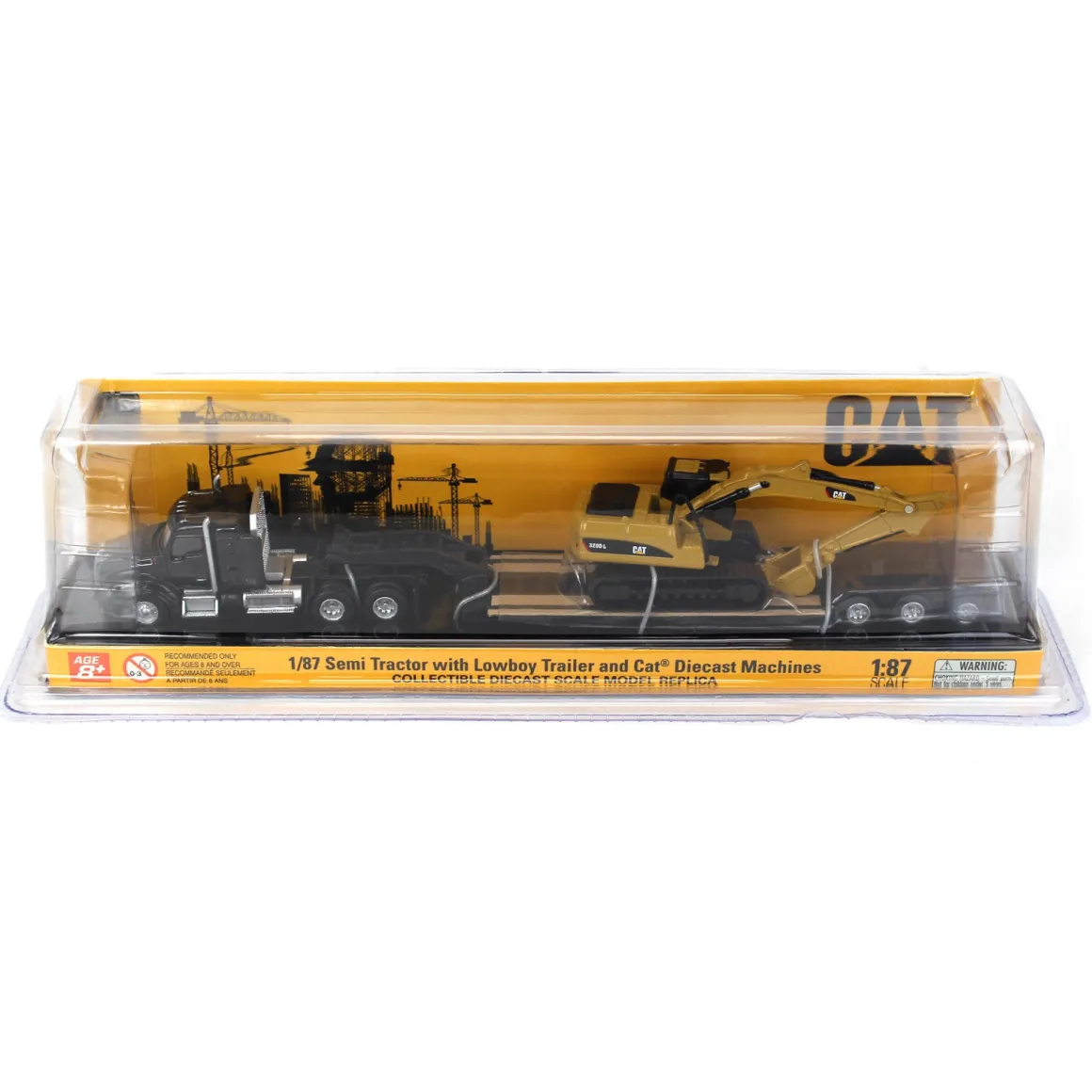 1/87 Kenworth T880s SBFS 40in Sleeper Tandem Tractor w/ Lowboy & Caterpillar 320D L Hydraulic Excavator