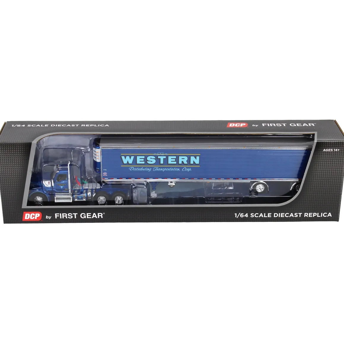 1/64 Kenworth W990 Day Cab with 53ft Utility Reefer Trailer, Western Distributing, DCP by First Gear
