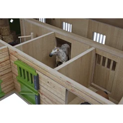 1/24 Kids Globe Wooden Horse Stable with 4 Boxes, Storage and Wash Box