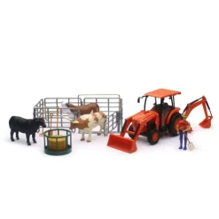 1/18 Kubota Tractor with Figure, Animals & Fence by New Ray
