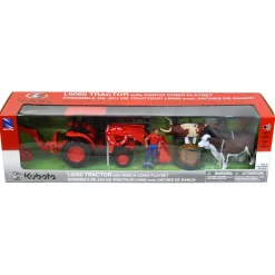 1/18 Kubota Tractor with Figure, Animals & Fence by New Ray