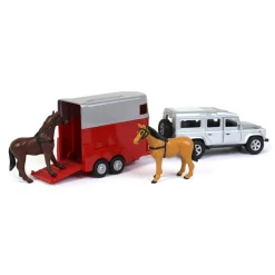 1/32 Land Rover Defender with Horse Trailer and 2 Horses