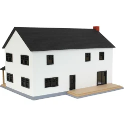 1/64 Large Two Story Farm House with Porch,Deck and Chimney, Black and White, 3D Printed