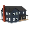 1/64 Large Two Story Farm House with Porch, Deck and Chimney, Navy and White, 3D Printed