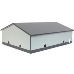1/64 Light & Dark Gray 3 Door 60ft x 80ft Wooden Implement or Shop Building
