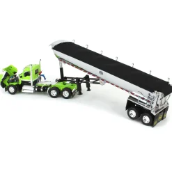 1/64 Lime Green & Black Kenworth W990 Day Cab with MAC Half Round End Dump Trailer, DCP by First Gear