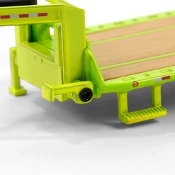 1/64 Lime Green Gooseneck Trailer with Red & White Conspicuity Stripes, Hobby Exclusive