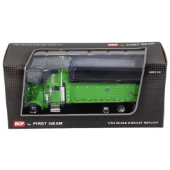 1/64 Lime Green Peterbilt 379 w/ Tri-axle MAC Dump Body, DCP by First Gear