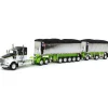 1/64 Lime/Chrome Kenworth T800 w/ Chrome East Genesis II End Dump Trailers, DCP by First Gear