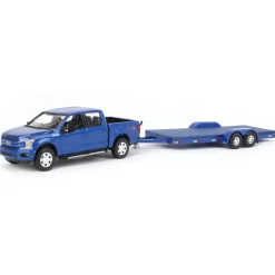 1/64 Limited Edition Metallic Blue 2019 Ford F-150 with Blue Trailer by Auto World