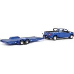 1/64 Limited Edition Metallic Blue 2019 Ford F-150 with Blue Trailer by Auto World