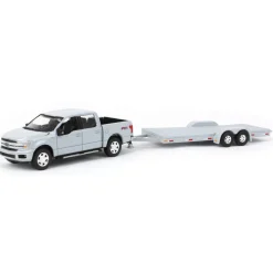 1/64 Limited Edition Stone Gray 2019 Ford F-150 with Gray Trailer by Auto World