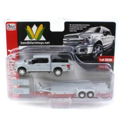1/64 Limited Edition Stone Gray 2019 Ford F-150 with Gray Trailer by Auto World