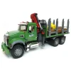 1/16 MACK Granite Log Truck with Knuckleboom Grapple Crane and 3 Logs by Bruder
