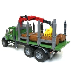 1/16 MACK Granite Log Truck with Knuckleboom Grapple Crane and 3 Logs by Bruder