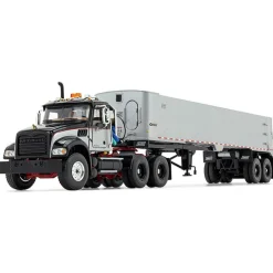 1/50 Mack Granite MP Day Cab, Black, Silver, East Genesis End Dump Trailer by First Gear