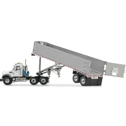 1/50 Mack Granite MP Day Cab, White with Chrome East Genesis End Dump Trailer by First Gear