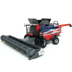 1/64 Massey Ferguson 9565 Combine with American Flag Wrap and Draper Head