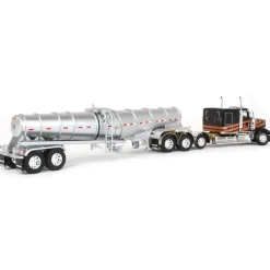 1/64 Metallic Black & Gold Kenworth W900L w/ Polar Deep Drop Trailer, Owner Operator, DCP by First Gear