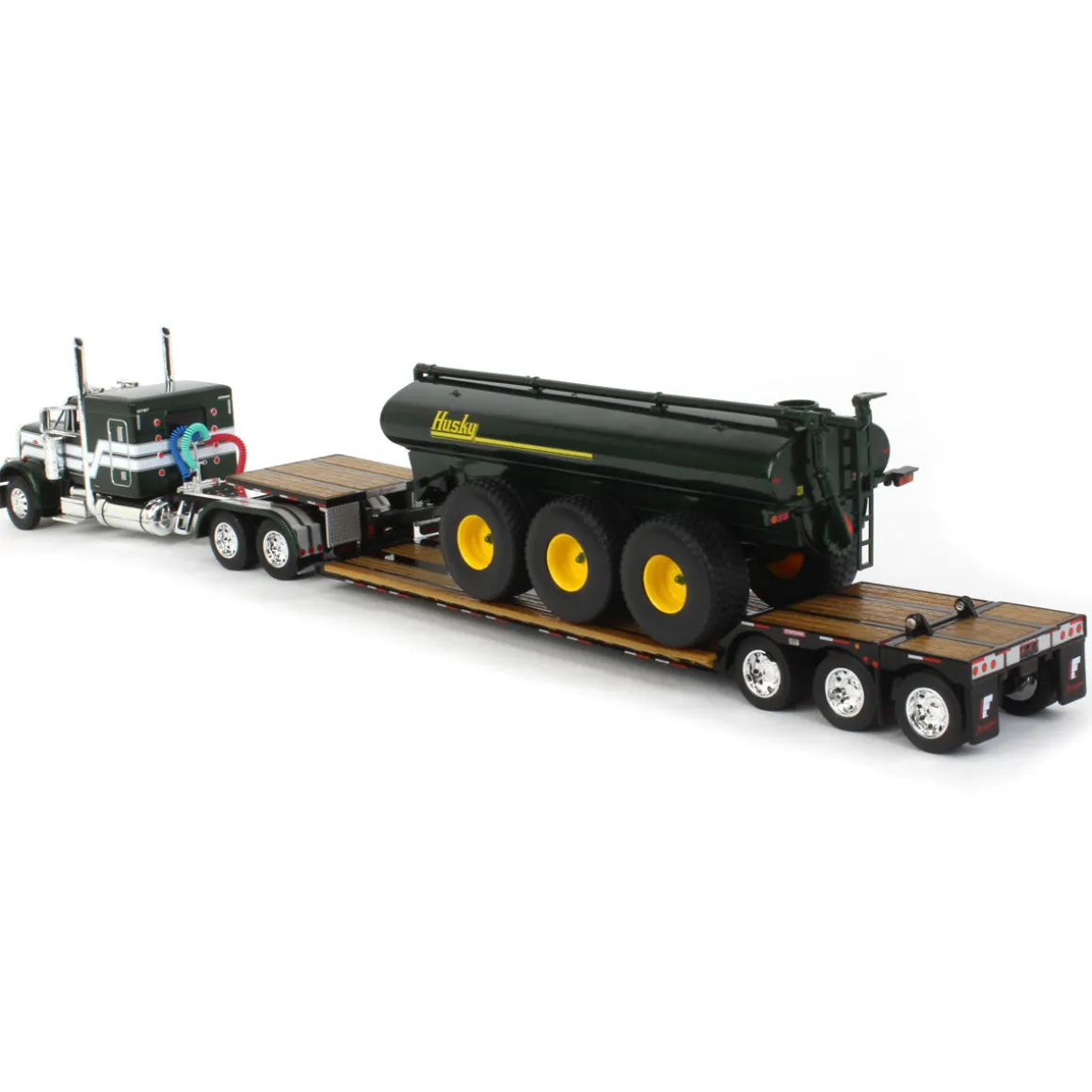 1/64 Metallic Green Husky Peterbilt 379 w/ Fontaine Renegade Lowboy & Husky Manure Spreader, DCP by First Gear
