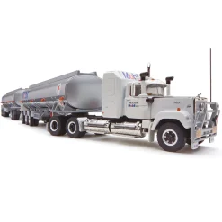 1/64 Mobil Road Train with Mack Truck, Dolly & 2 Tanker Trailers by Highway Replicas