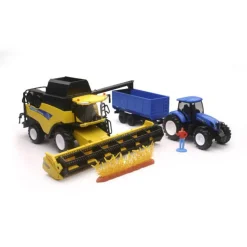 1/32 New Holland Combine, Tractor & Grain Cart by New Ray