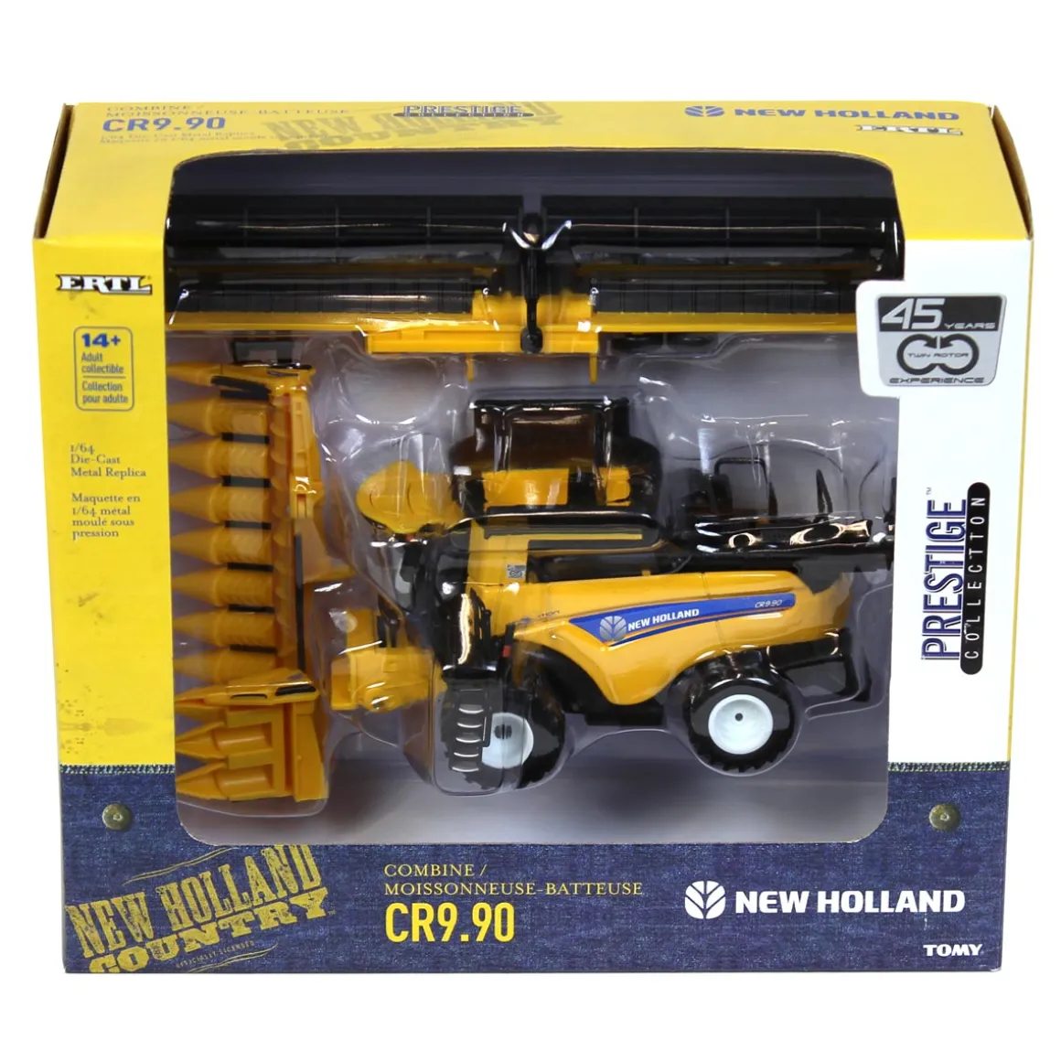 1/64 New Holland CR9.90 Combine w/ Folding Corn Head & Draper Head, 45th Anniv, ERTL Prestige Collection