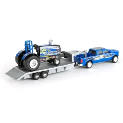 1/64 New Holland "Blue Barracuda" Pulling Tractor with Pickup Truck & Trailer