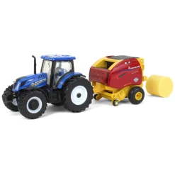 1/64 New Holland T6.180 w/ Roll-Belt 560 Round Baler & 6 Bales, 50 Years Round Baling, 2024 Farm Show