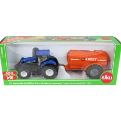 1/50 New Holland Tractor with Single-Axle Abbey Vacuum Tanker by SIKU