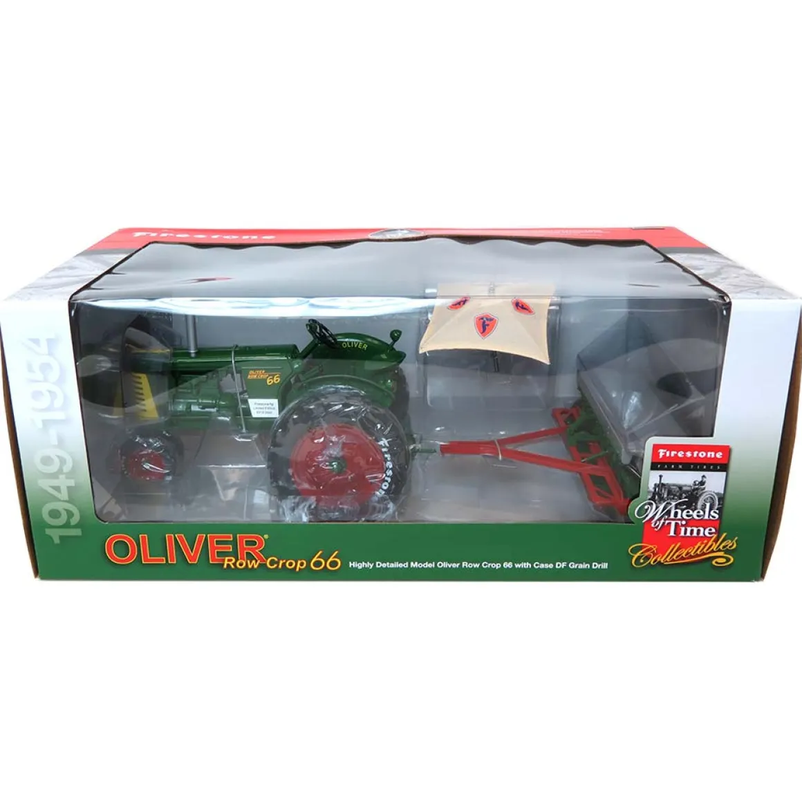 1/16 Oliver Row Crop 66 with Case DF Grain Drill, Firestone Series