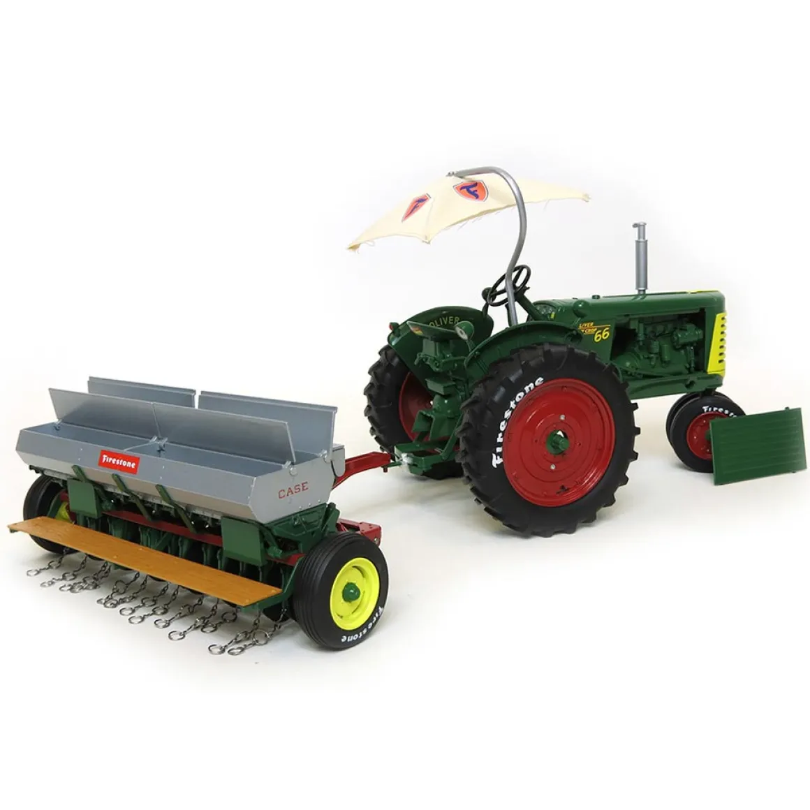 1/16 Oliver Row Crop 66 with Case DF Grain Drill, Firestone Series