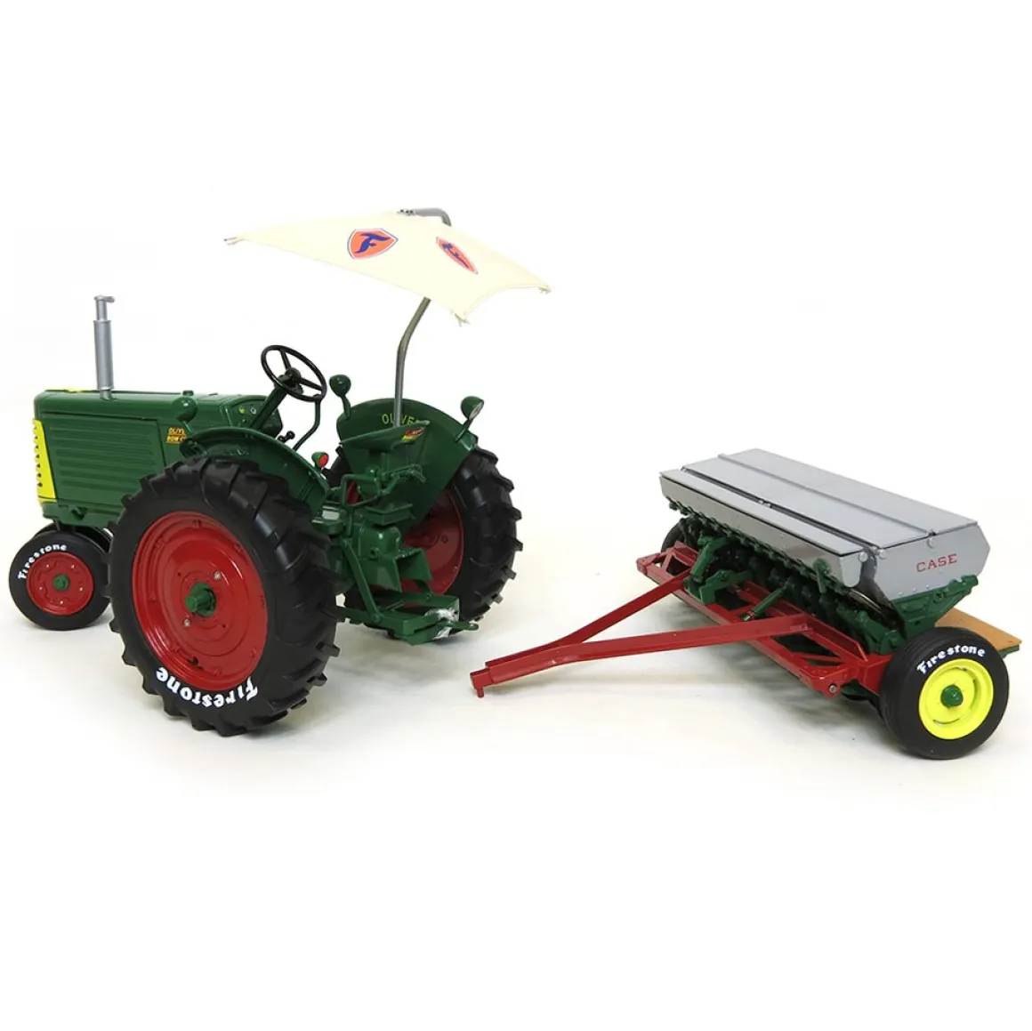 1/16 Oliver Row Crop 66 with Case DF Grain Drill, Firestone Series