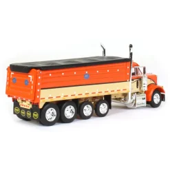 1/64 Orange, Black & Tan Peterbilt 379 w/ Quad-Axle MAC Dump Body, DCP by First Gear
