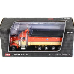 1/64 Orange, Black & Tan Peterbilt 379 w/ Quad-Axle MAC Dump Body, DCP by First Gear