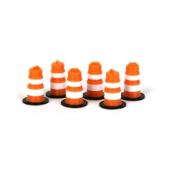 1/64 Orange Traffic Barrels, 6 Pack, 3D printed
