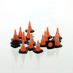 1/50 Orange Traffic Cones with Black Bases, 18 Pack, 3D Printed