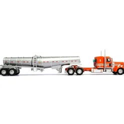 1/64 Orange/Cream Peterbilt 389 with Polished Polar Deep Drop Tanker, DCP by First Gear